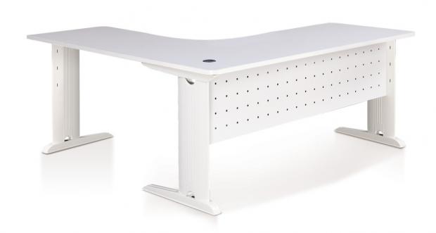 L-shaped Table with Modesty Panel & Laven Leg