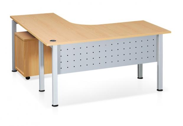 L-shaped Table with Modesty Panel & Rumex Leg